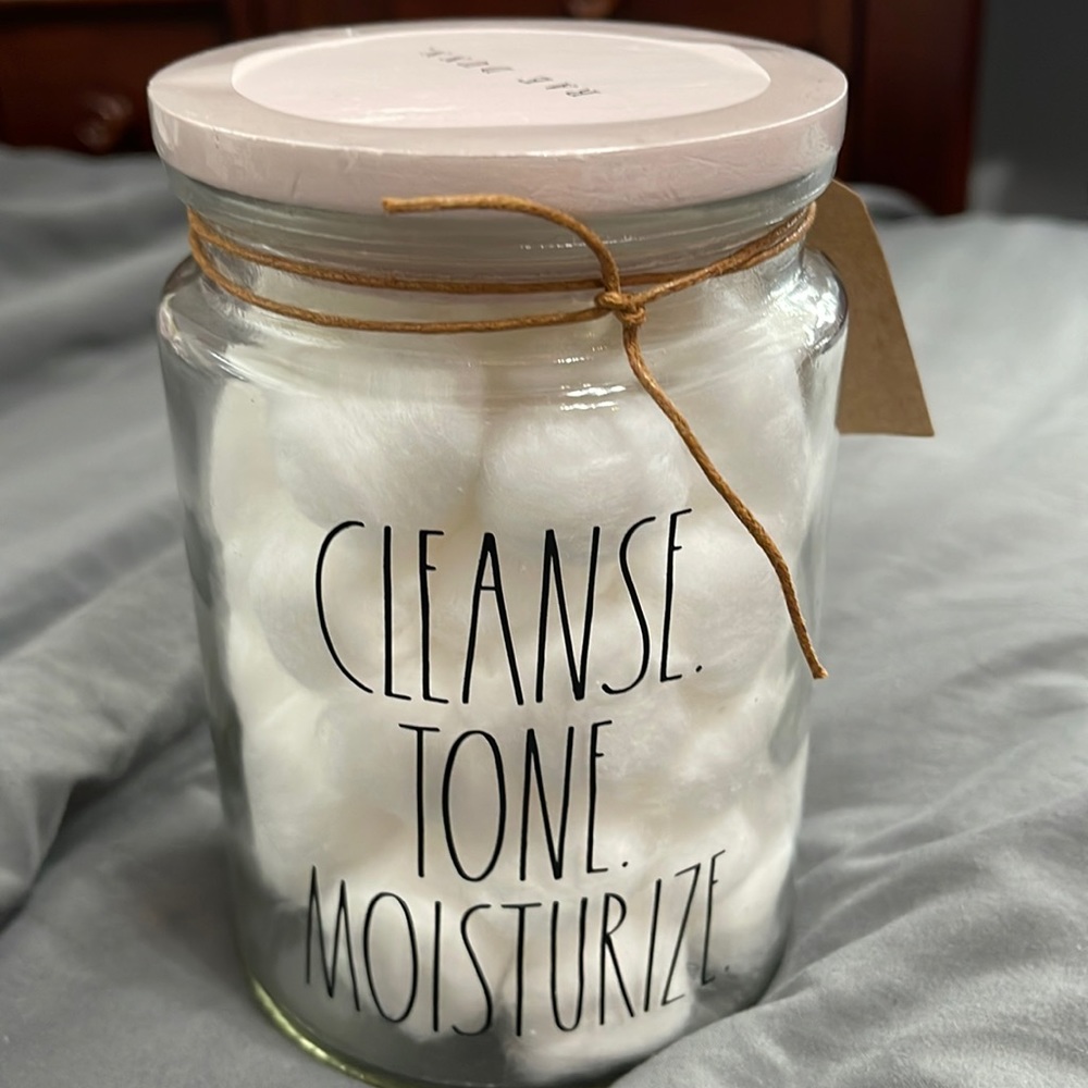 Rae Dunn - Cleanse. Tone. Moisturize. cotton balls